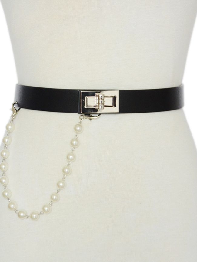 Adjustable belt with pearl chain
