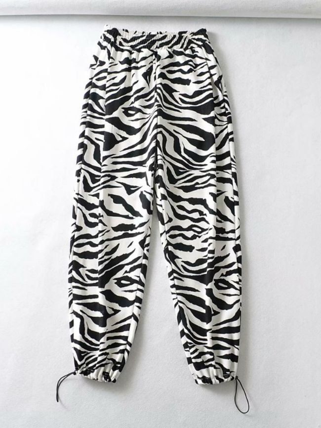 Drawstring Zebra Striped Pants