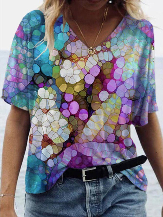 Dream color circle print T-shirt