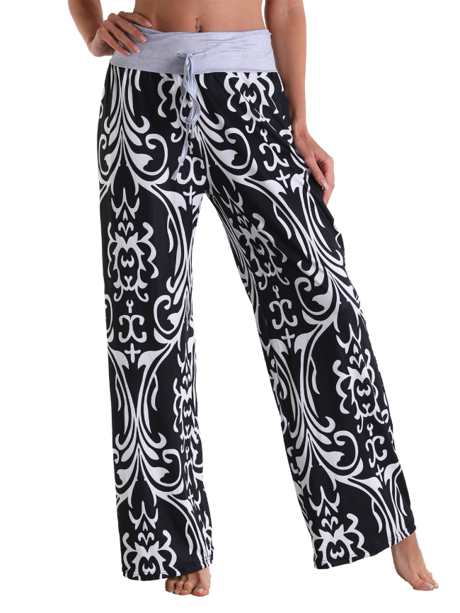 Totem print bandage casual home trousers