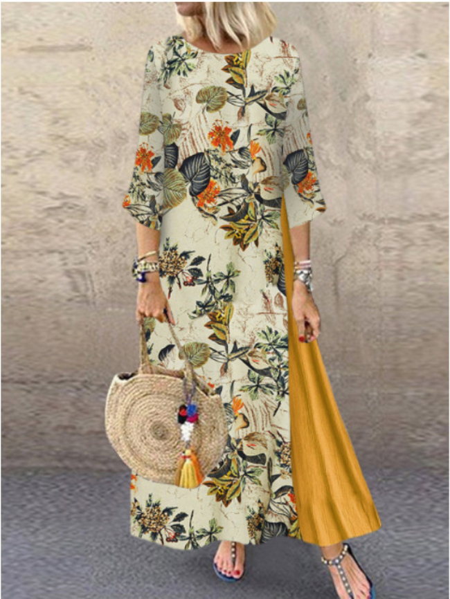 Floral Patchwork A-line Dress