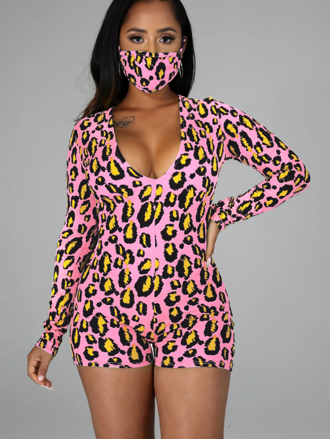 Leopard Print Jumpsuit Without Mask