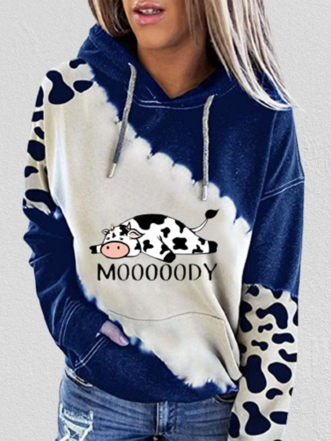 cow drawstring hoodie