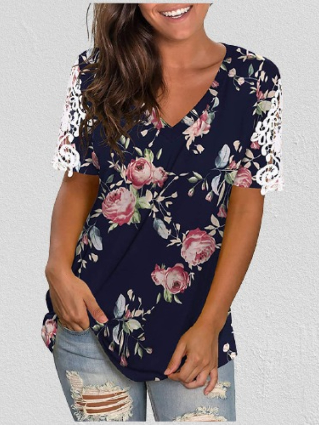 floral hollow out top