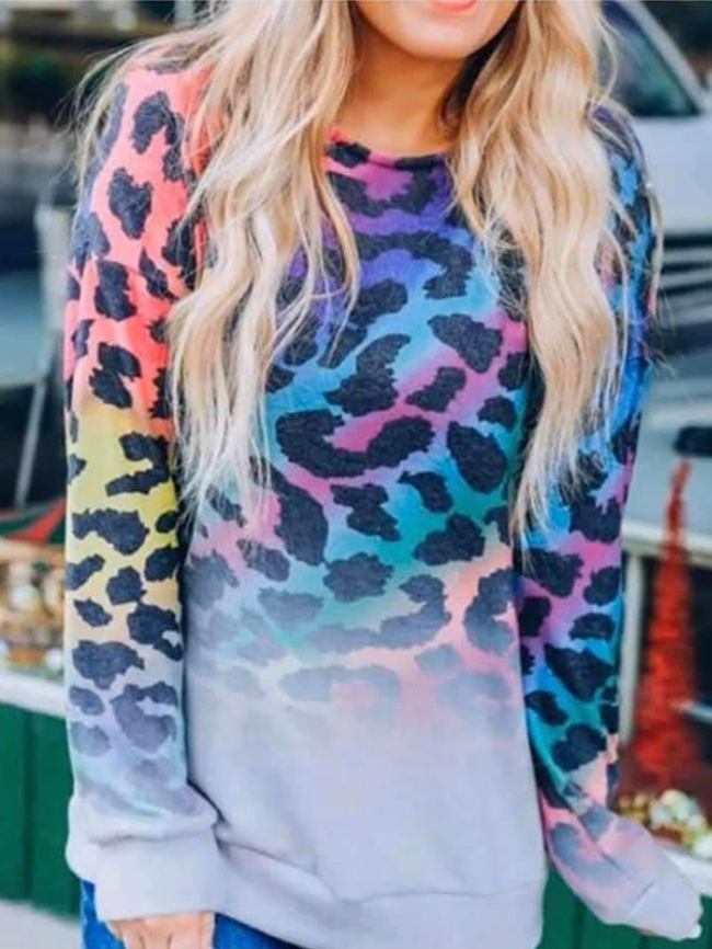 Color Leopard Print Sweatshirt