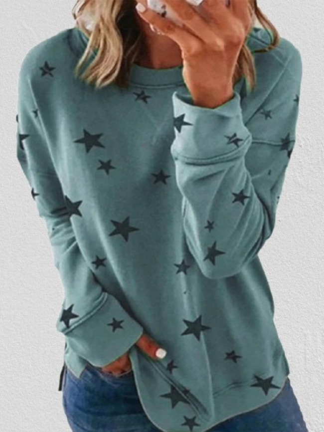 Star Printed Pullover Sweatshirt