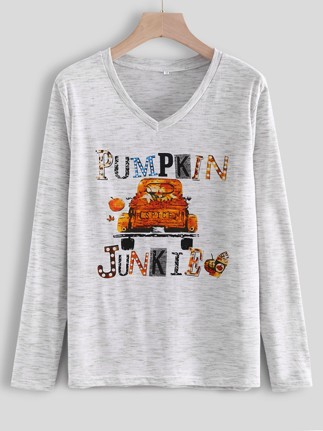Halloween Car And Letter Print Tee