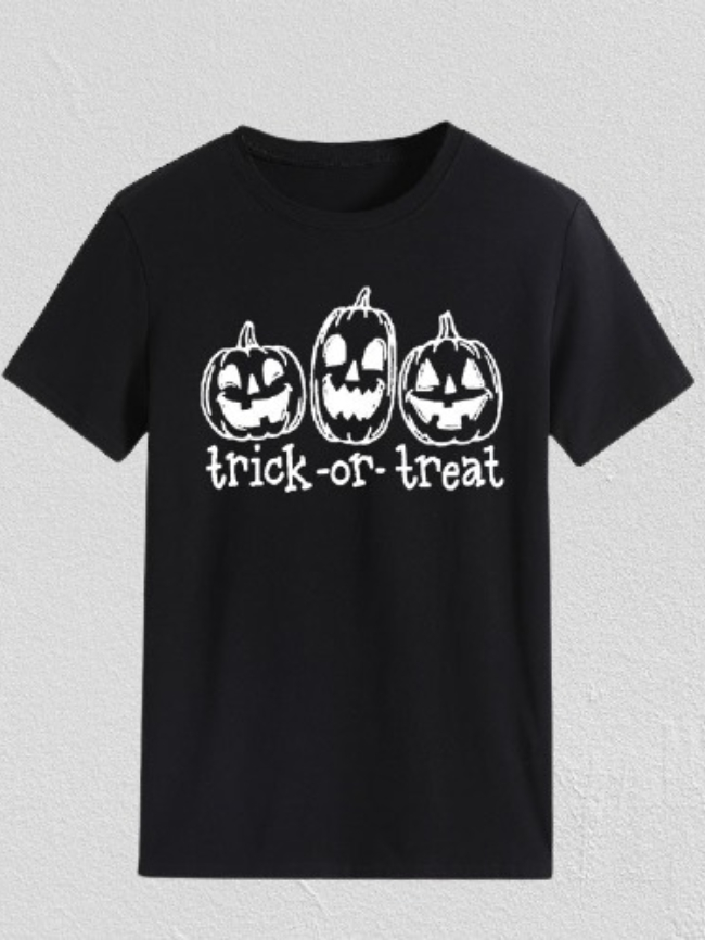 Halloween Pumpkin And Slogan Graphic Tee