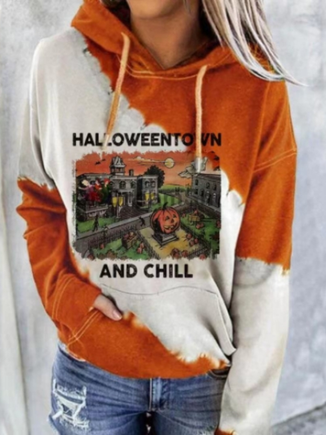Halloween Pumpkin Printed Pullover Sweatshirt