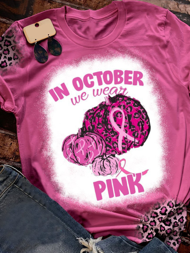 Pink Halloween Letter and Pumpkin Graphic Tee
