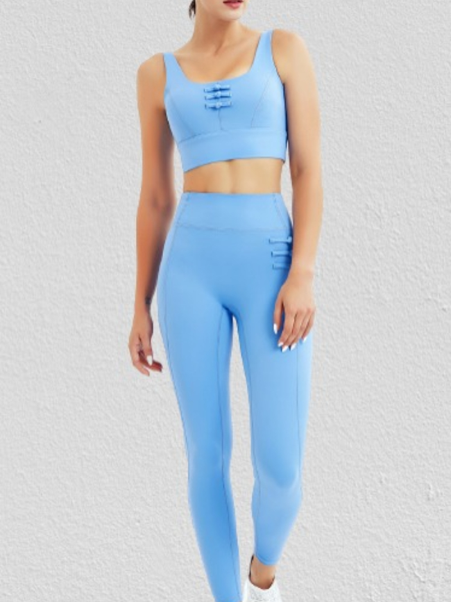 Solid Knot Tank Top and Leggings Yoga Set