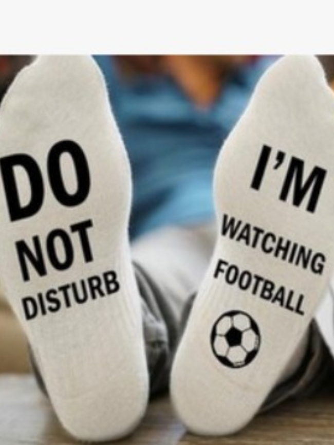 Football print mid-high socks