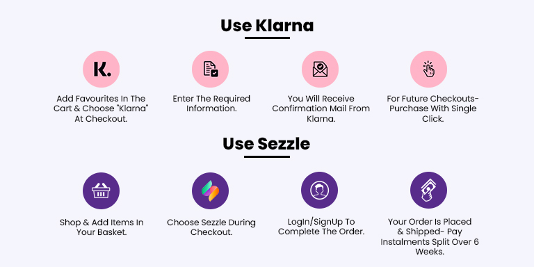 Pay with Klarna and Sezzle.