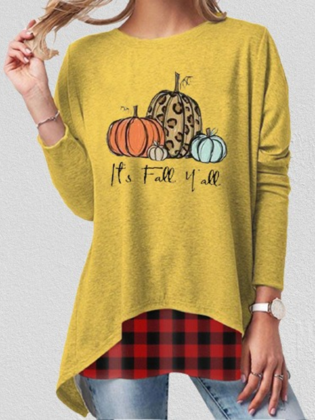 Pumpkin print long sleeve top