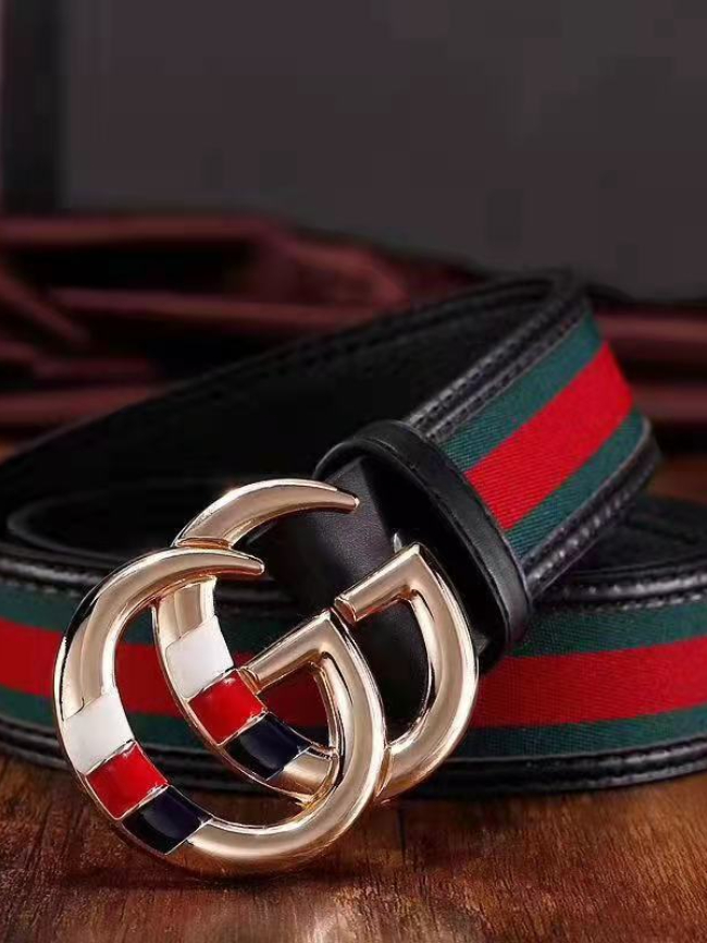Double GG color leather belt