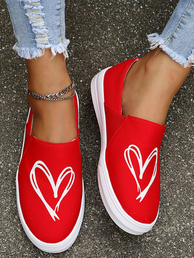 Valentine's Day Heart Canvas Flats