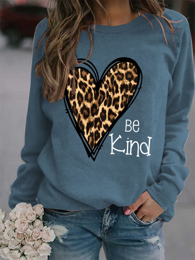 Be kind leopard love print top