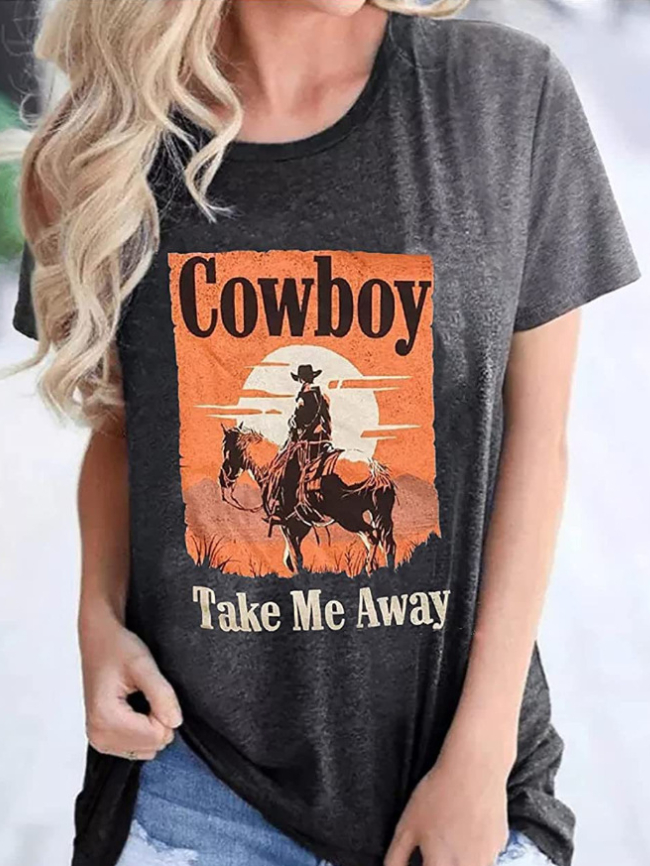 COW BOY Printed Short Sleeve T-Shirt