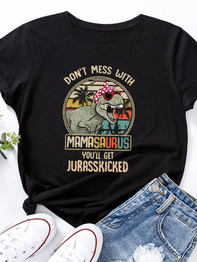 Dinosaur print short-sleeved T-shirt