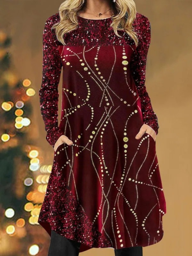 Ethnic style sequin stitching dress
