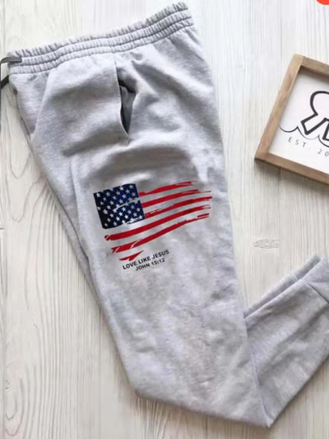 Flag Independence Day Print Sweatpants