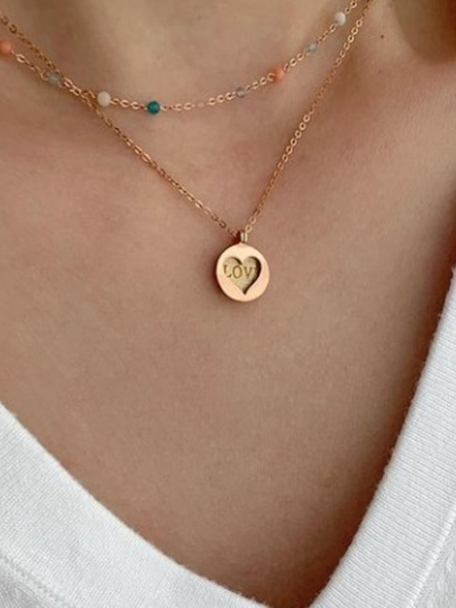 Hollow Peach Heart Necklace