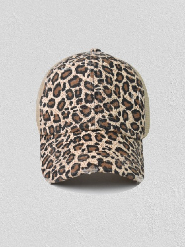 Leopard print adjustable baseball cap