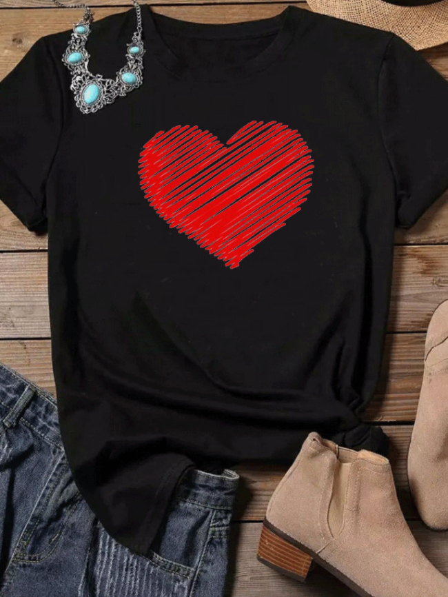 Love print casual short-sleeved T-shirt