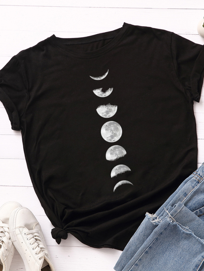 Moon print short sleeve t-shirt