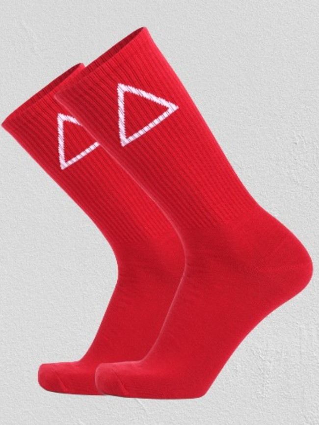 Solid color geometric mid-length socks
