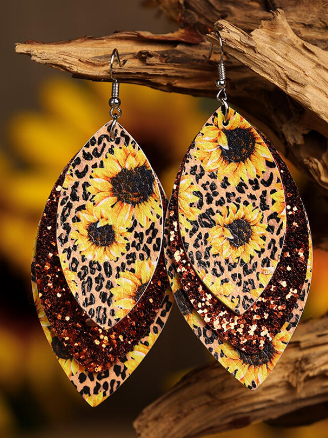 Sunflower sequin earrings