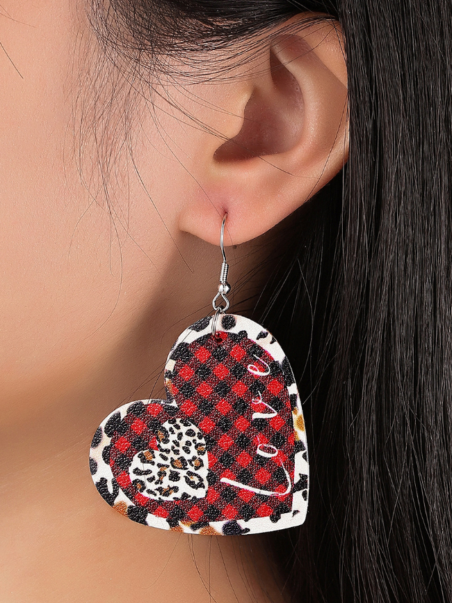 Valentine pattern leather earrings