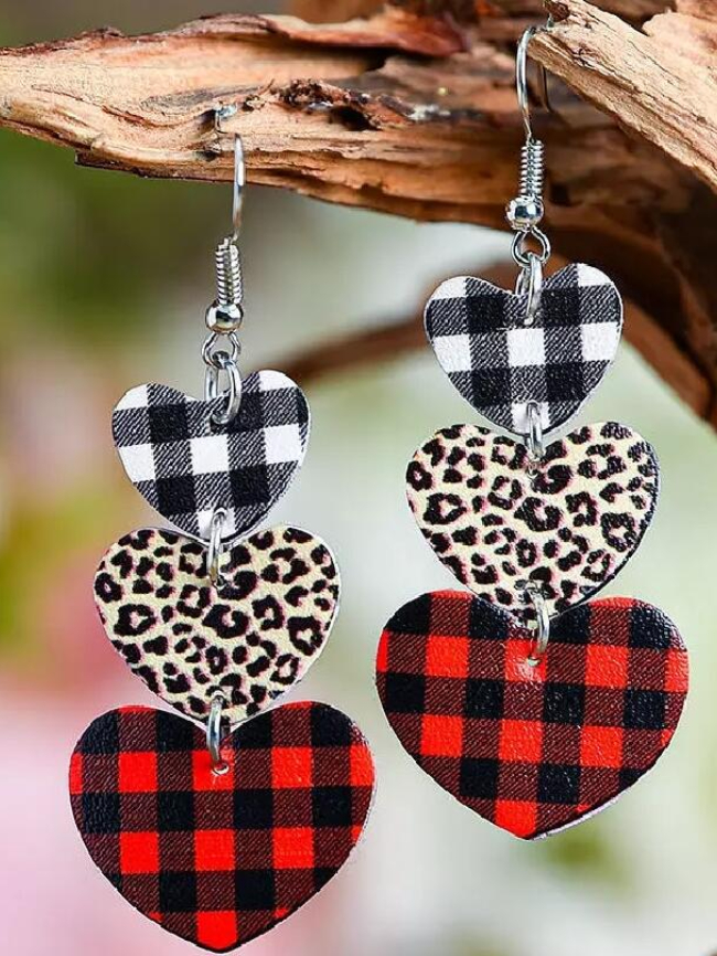 Valentine's Day Leopard Print Heart Earrings
