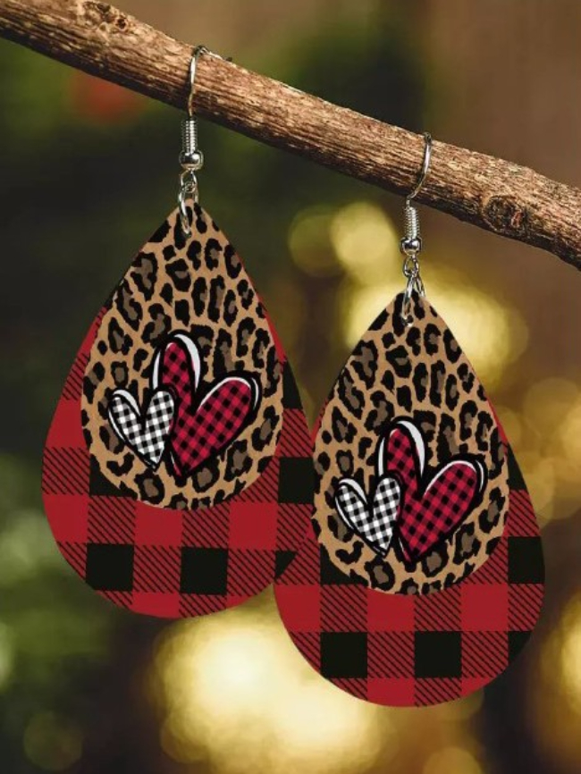 Valentine's day love leather earrings
