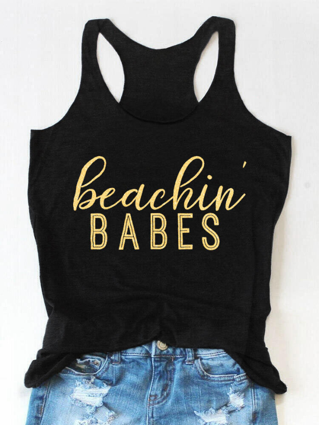 Beachin BABES Print Sleeveless Tank Top