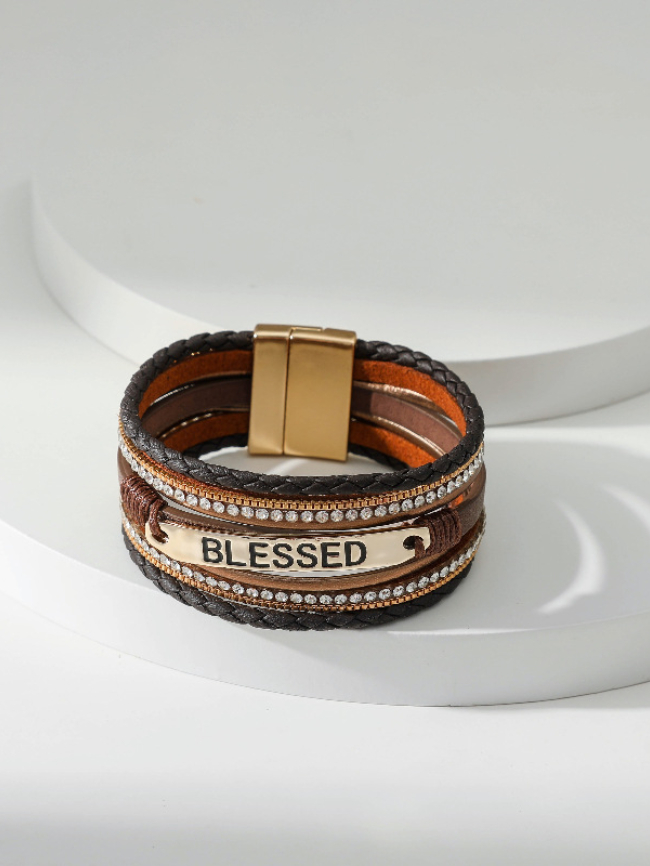 Ethnic style braided leather bracelet