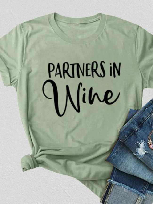 Partners in wine print short-sleeved T-shirt