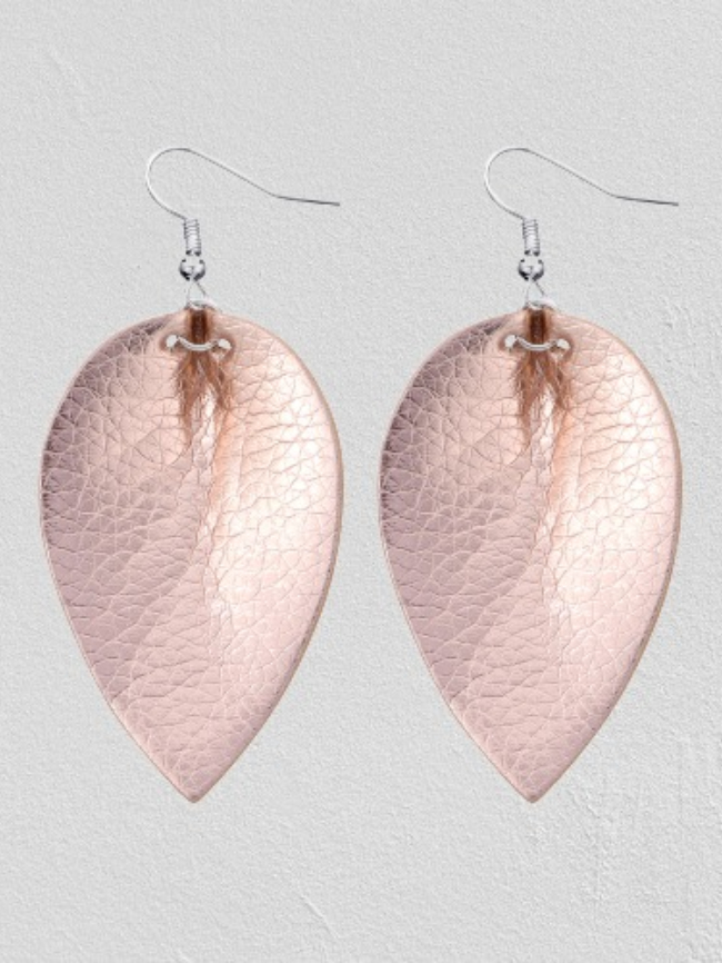 Solid Color Leaf Leather Earrings