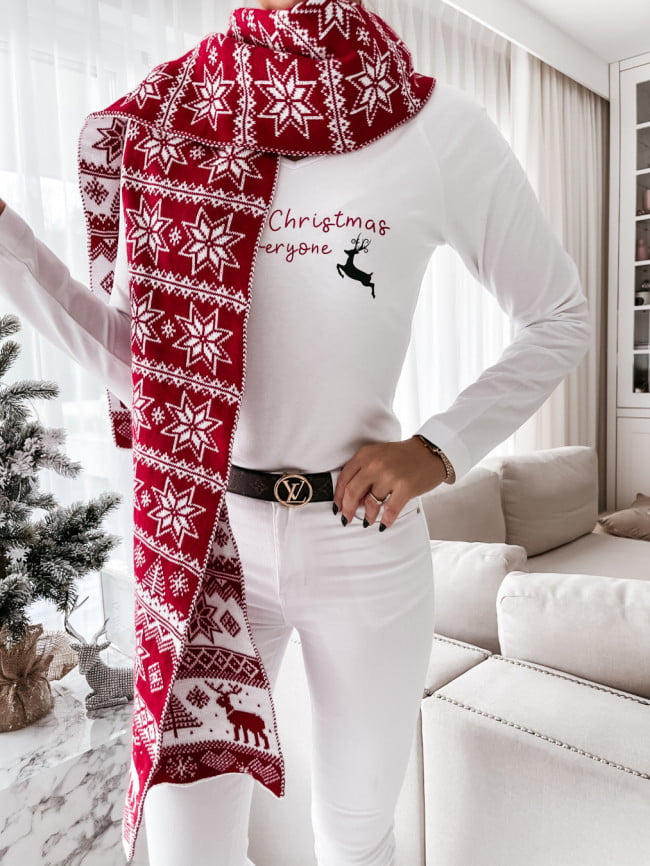 Christmas Elk Snowflake Jacquard Knit Scarf