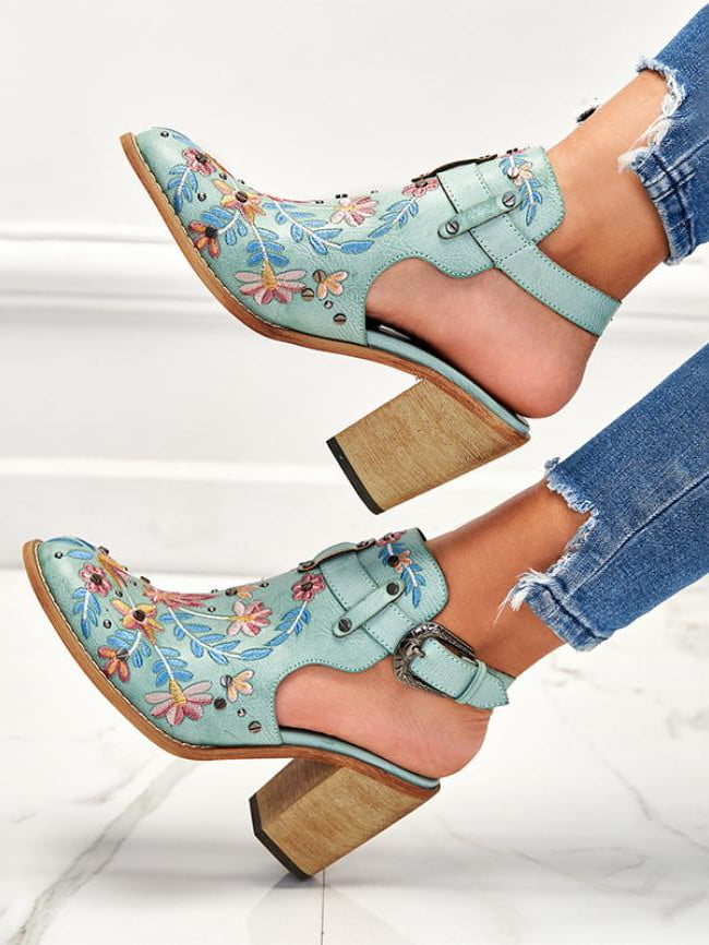 Fashion Embroidered Buckle Sandals