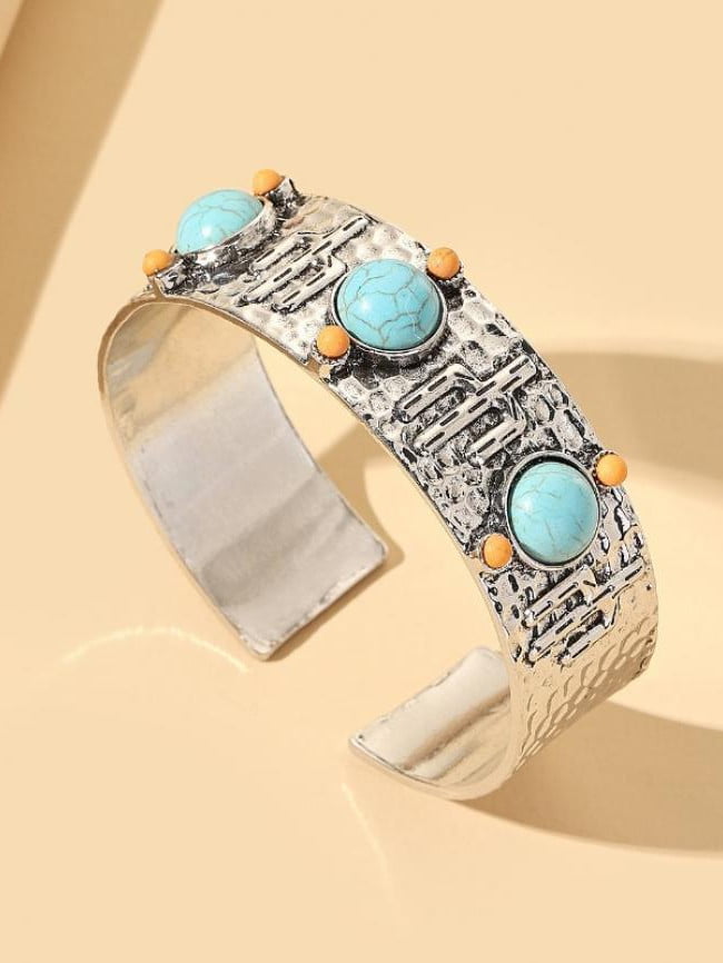 Vintage Cactus Turquoise Wide Bracelet