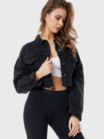 Wholesale Black Denim Cropped Jacket