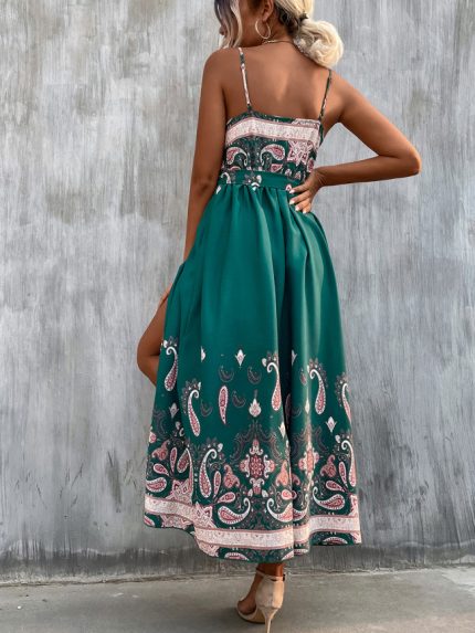 Wholesale Boho Print High Waist Slip Dress