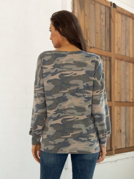 Wholesale Camouflage Crew Neck Long Sleeve T-Shirt