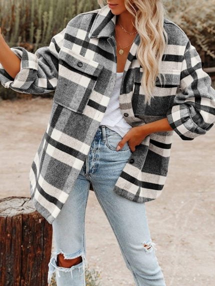 Wholesale Check button woolen coat