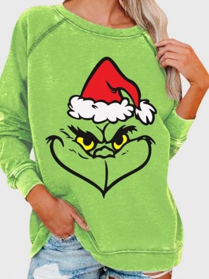 Wholesale Christmas print long sleeved sweatshirt