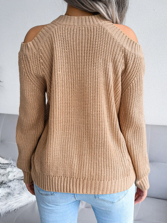 Wholesale Cold Shoulder Loose Knit Sweater