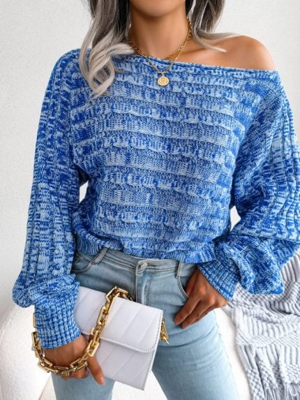 Wholesale Colorful Twist Off-Shoulder Knit Sweater