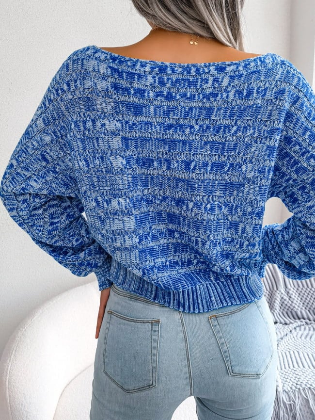 Wholesale Colorful Twist Off-Shoulder Knit Sweater