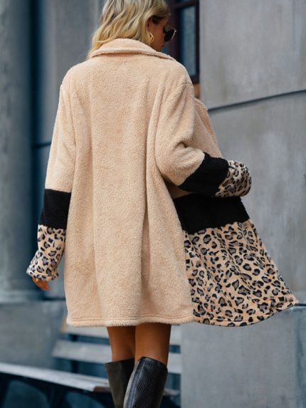 Wholesale Fashion Leopard Stitching Lapel Jacket